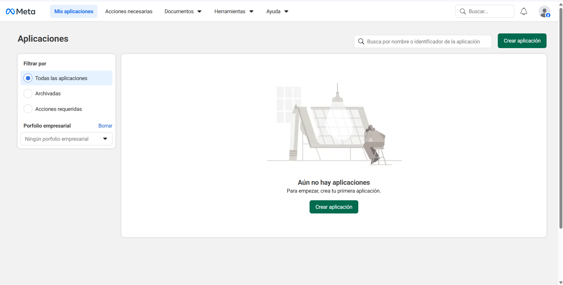 Portal Mis aplicaciones en Meta for Developers